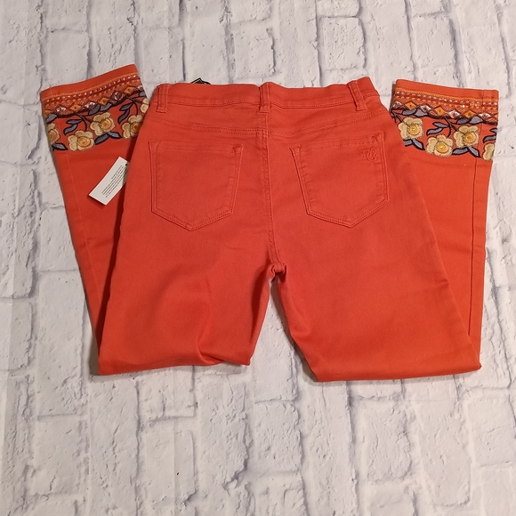 Vibrant Orange Embroidered Pants - Picture 6 of 9